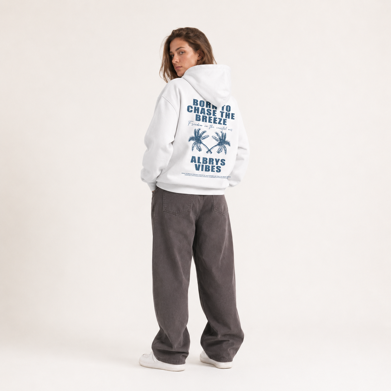 WHITE PALM TREES HOODIE