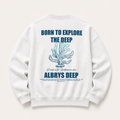 Sudadera crewneck WHITE CORAL de Albrys Brand en color blanco con diseño Coral de inspiración mediterránea, imagen 1.