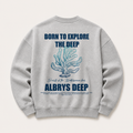 Sudadera crewneck GREY CORAL de Albrys Brand en color gris con diseño Coral de inspiración mediterránea, imagen 1.