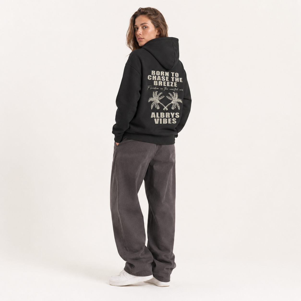 BLACK PALM TREES HOODIE