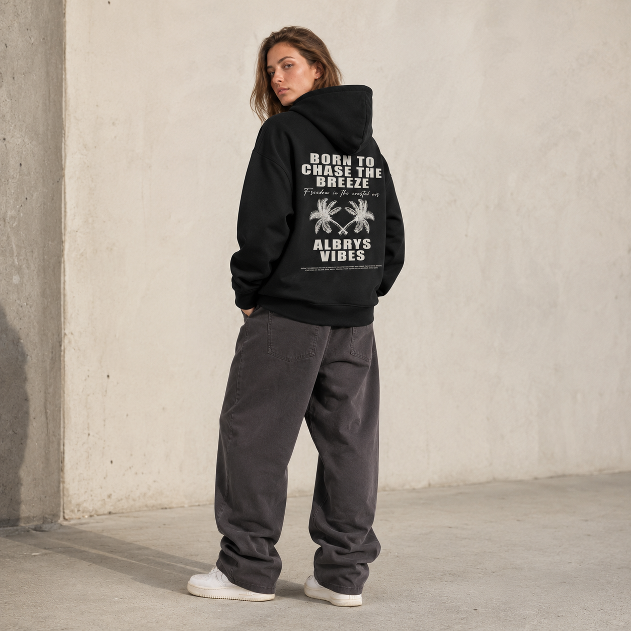 BLACK PALM TREES HOODIE