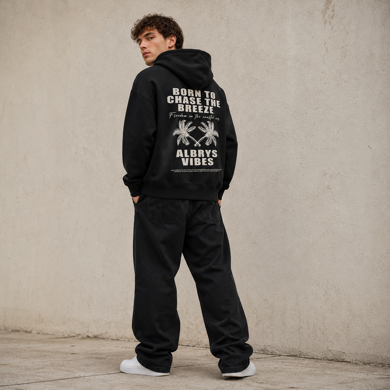 BLACK PALM TREES HOODIE