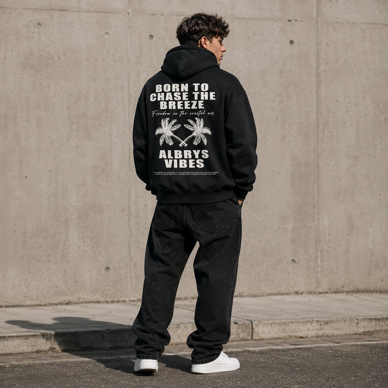 BLACK PALM TREES HOODIE