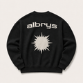 Sudadera crewneck BLACK Mediterranean Sun de Albrys Brand en color negro con diseño trasero de sol mediterráneo.