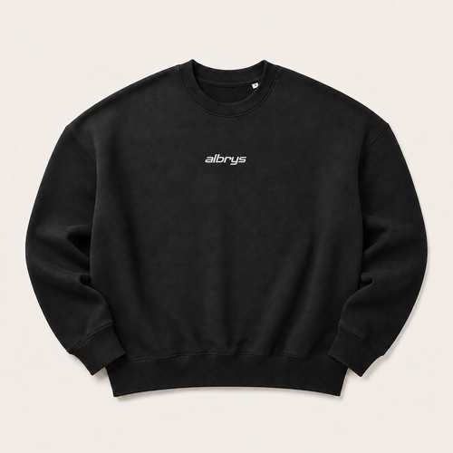 Sudadera crewneck BLACK PALM TREES de Albrys Brand en color negro con diseño Palm Trees con palmeras, imagen 3.