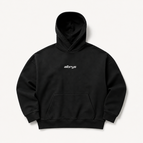 Hoodie Albrys Brand negro diseño Chest Logo imagen 2