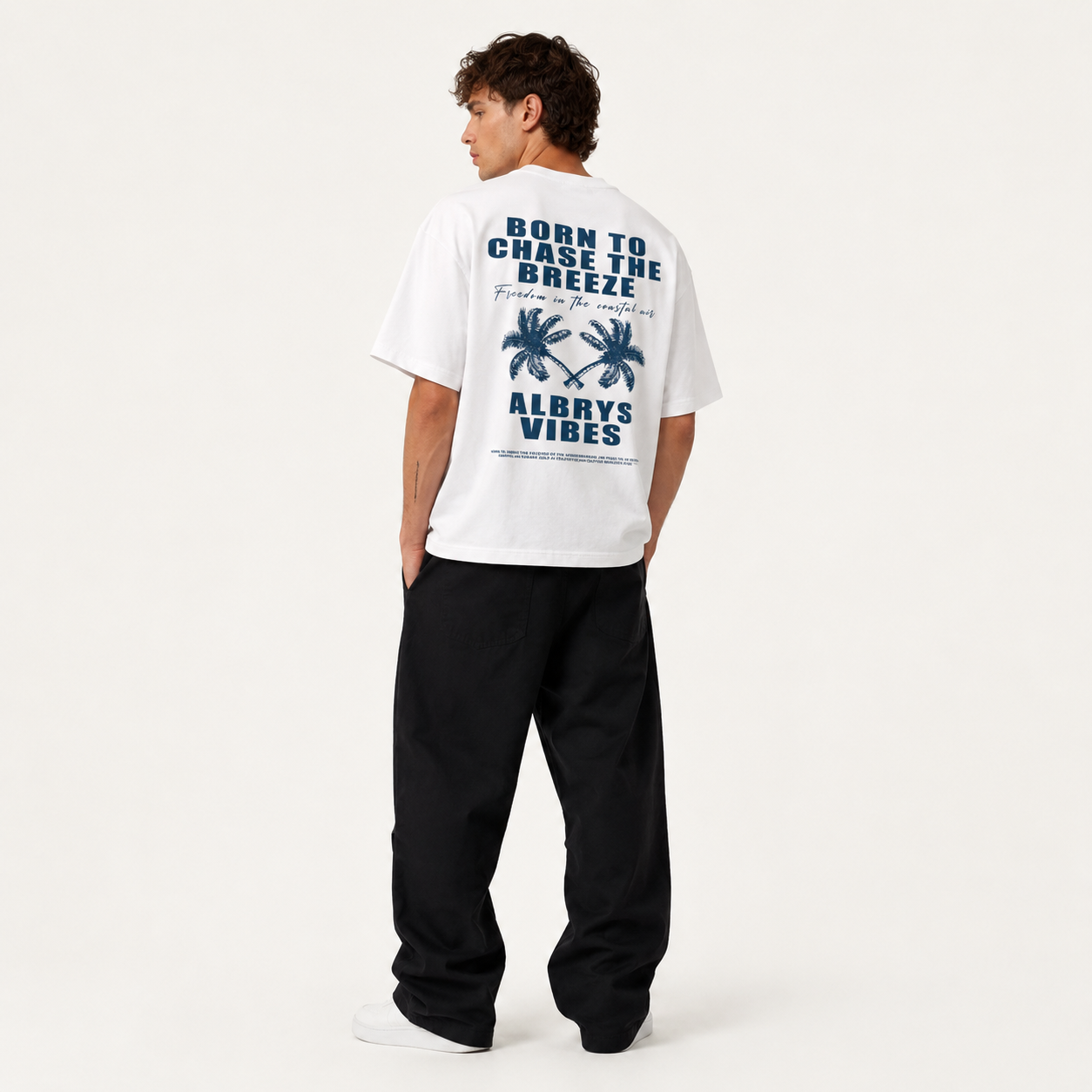 WHITE PALM TREES TEE