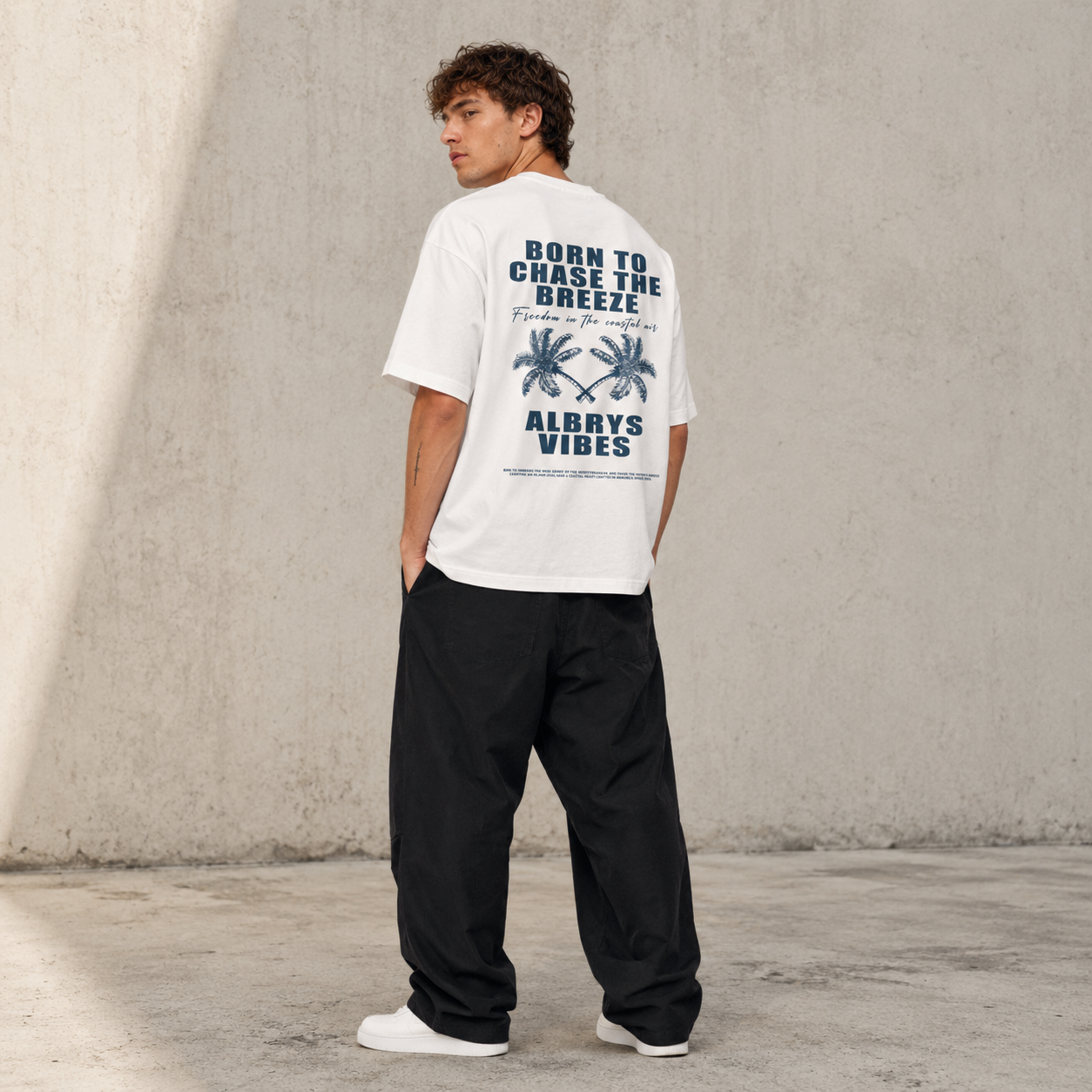 WHITE PALM TREES TEE